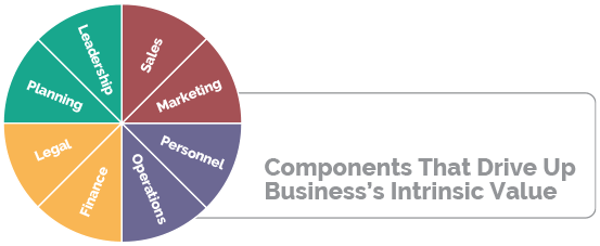 8 key areas, components of business intrinsic value chart