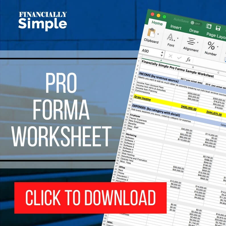 pro forma example worksheet